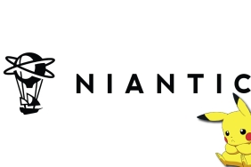 Photo of the Niantic logo overlaid with a sad Pikachu