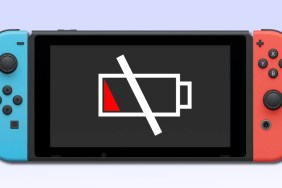 Nintendo Switch handheld console overlaid with low battery icon